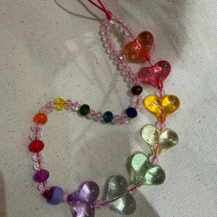 Glass Candy Heart Telefon Boncuğu - Charm